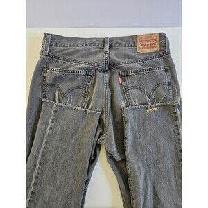 Levis Jeans Womens 28 Dark Black Denim Bants 501 Button Fly Straight Western